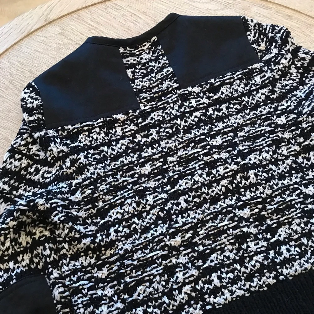 Rag & Bone Viola Black And White Ribbon Knit Sweater Jacket Zipper - Picture 9 of 15